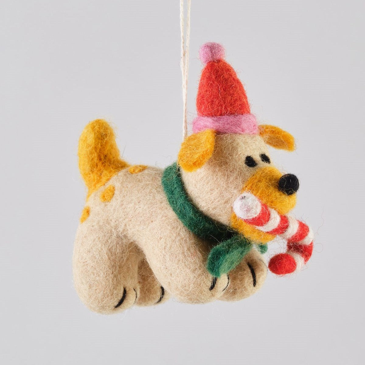 Martha Dog with Candy Cane - Wrap Felt Decoration