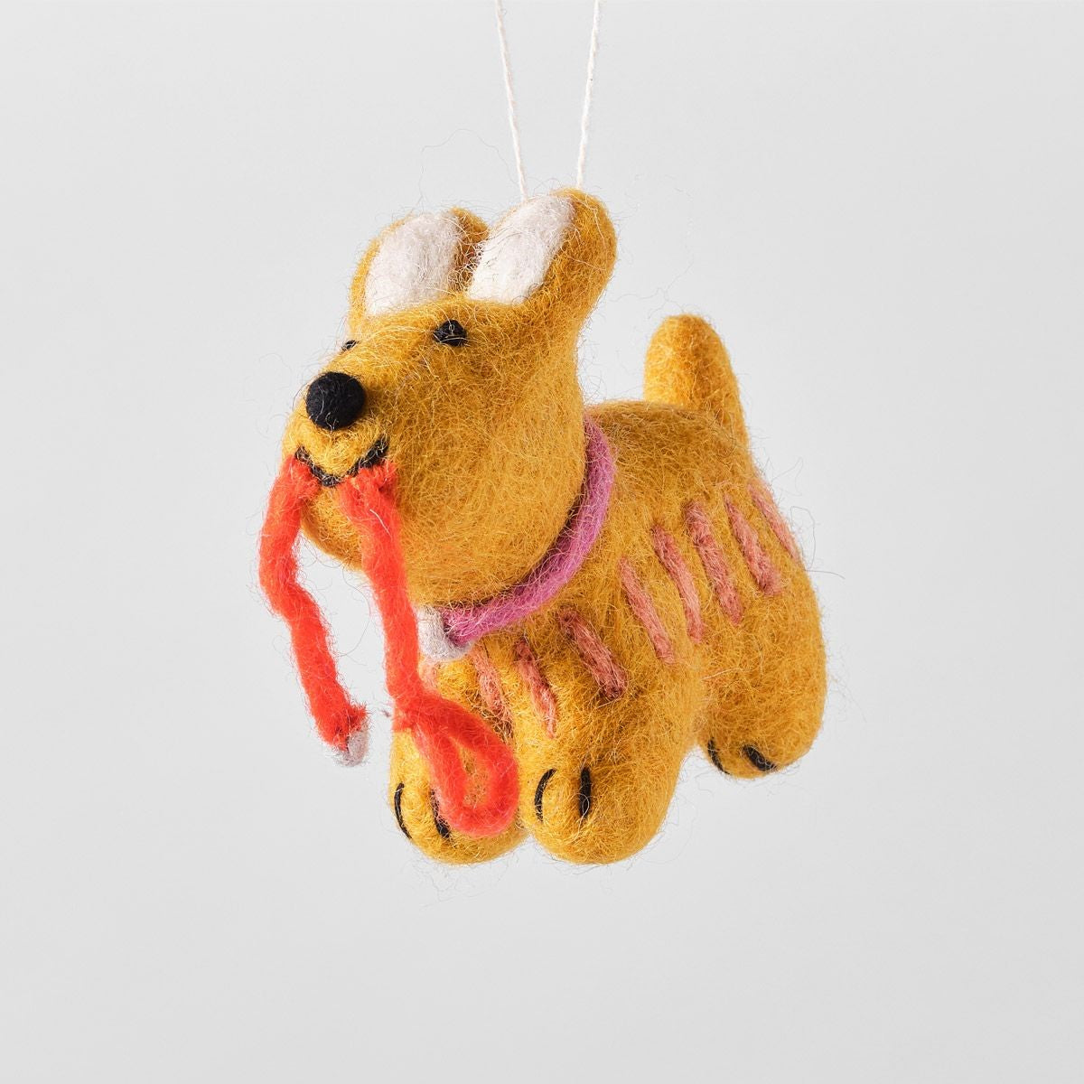 Ginger Dog with Lead - Wrap Felt Decoration