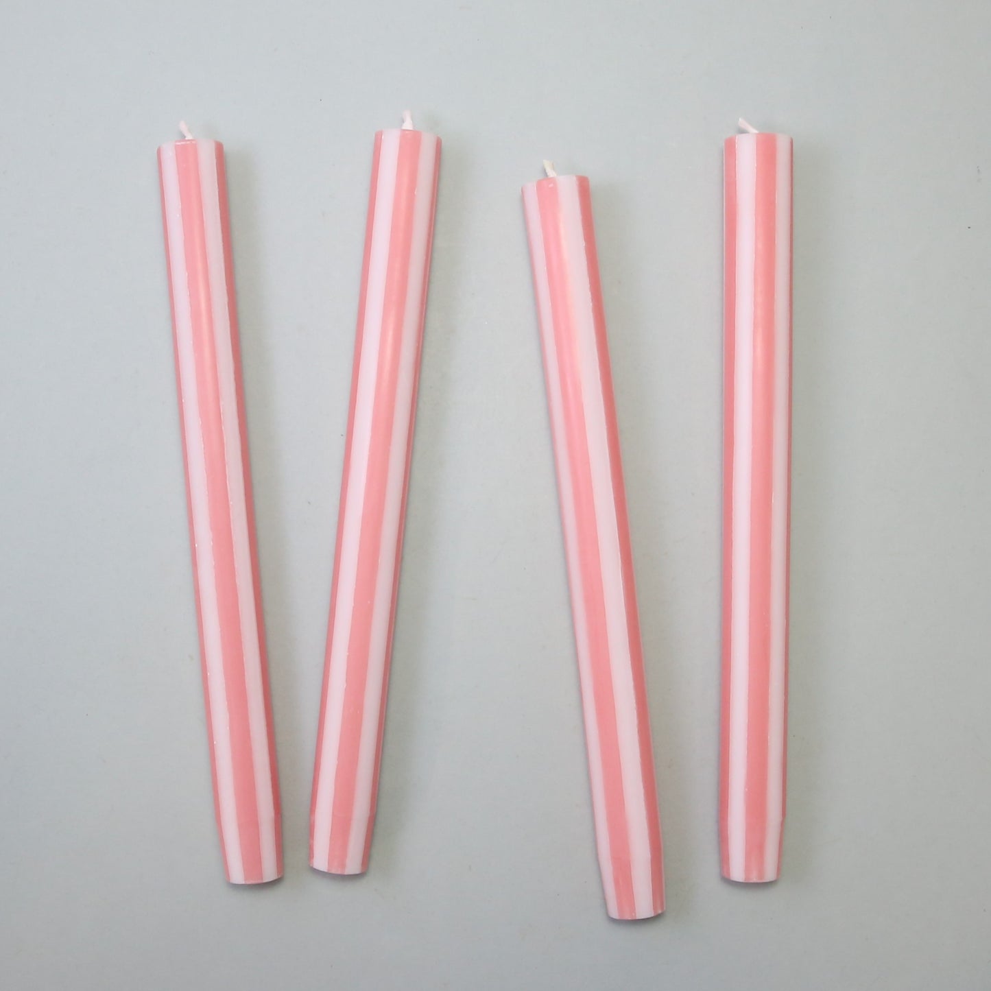 Yod & Co Striped Dinner Candles Set of 4 - Peachy Pink/White